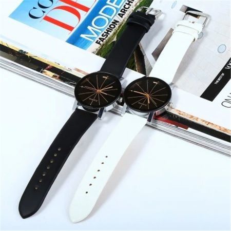 GENEVA Men Fashion Simple Ray Belt Quartz Wrist Watch