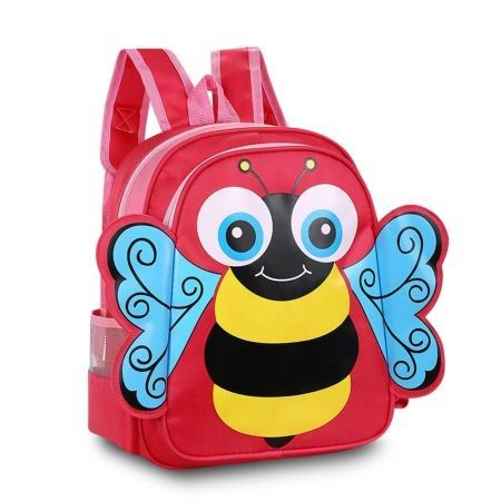 I091 School Bag Kindergarten Preschool Nylon Zipper Adjustable Wide Strap Backpack Kids