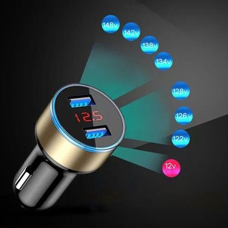 3.1A Dual USB LED Car Charger with Blue Indicator Light Multi-protection Universal for 12V/24V Vehicles