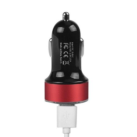 3.1A Dual USB LED Car Charger with Blue Indicator Light Multi-protection Universal for 12V/24V Vehicles