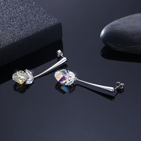 Irregular Crystal S925 Sterling Silver Earrings