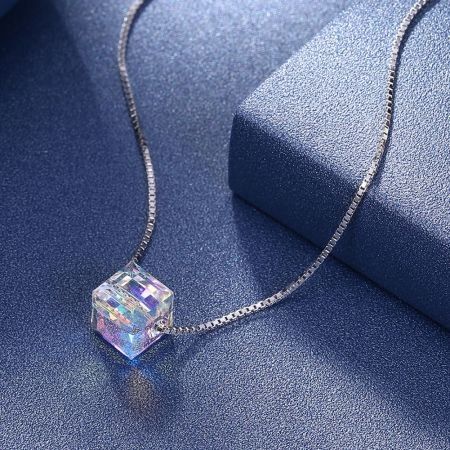 S925 Crystal Square Sterling Silver Necklace