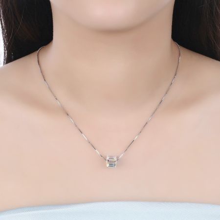 S925 Crystal Square Sterling Silver Necklace