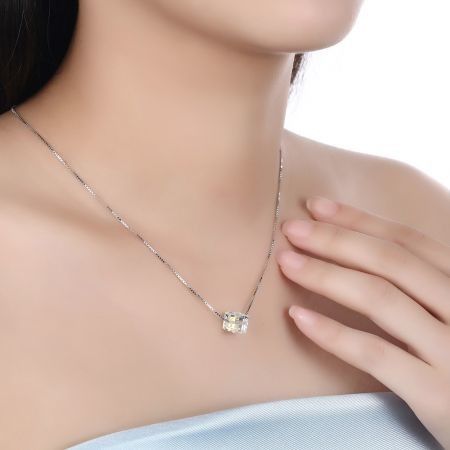 S925 Crystal Square Sterling Silver Necklace