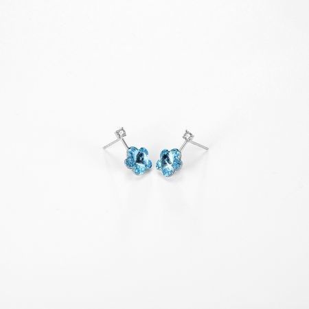 Crystal S925 Sterling Silver Lovely Flower Pop Earrings