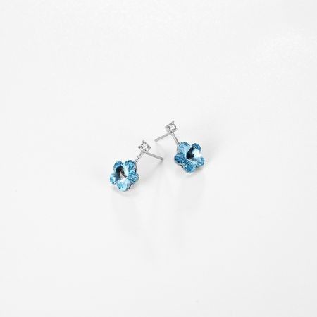 Crystal S925 Sterling Silver Lovely Flower Pop Earrings