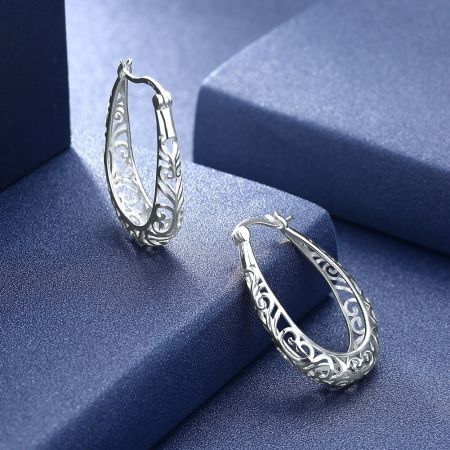 S925 Electroplated Hollow Out Simple Pure Silver Earrings