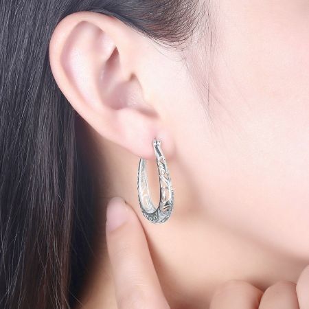 S925 Electroplated Hollow Out Simple Pure Silver Earrings