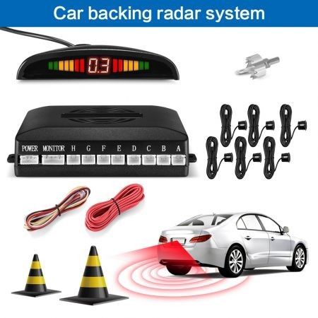 ZEEPIN 068 - 8 Car Backing Radar System 8 Ultrasonic Sensors LED Display Distance Detection 3-color Alarm Sound Warning