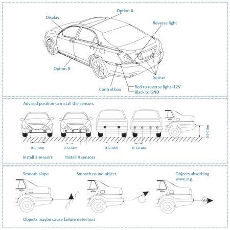 ZEEPIN 068 - 8 Car Backing Radar System 8 Ultrasonic Sensors LED Display Distance Detection 3-color Alarm Sound Warning