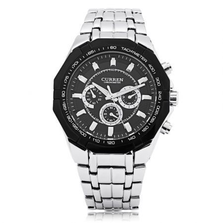 Curren 8084 Male Quartz Watch 3ATM Decorative Sub-dial Stainless Steel Band Wristwatch