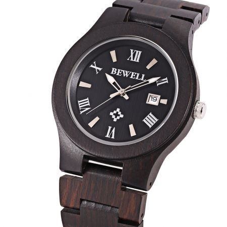 Bewell ZS - W127A Male Wooden Quartz Watch Date Luminous Display Japan Movt Wristwatch