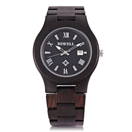 Bewell ZS - W127A Male Wooden Quartz Watch Date Luminous Display Japan Movt Wristwatch