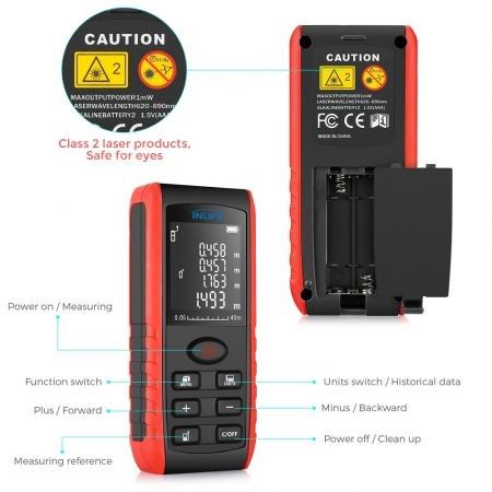 Inlife E40 40M Handheld Digital Laser Distance Meter with High Accuracy