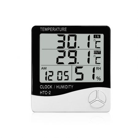 HTC - 2 Digital Electronic Temperature Humidity Meter Clock