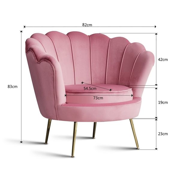 Upholstered Velvet Accent Armchair Lounge Chair Soft Single Sofa Dining Chair Pink 