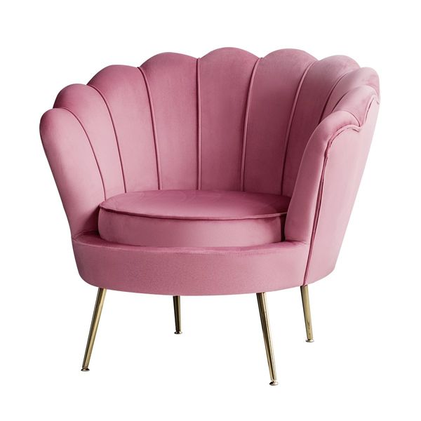 Upholstered Velvet Accent Armchair Lounge Chair Soft Single Sofa Dining Chair Pink 