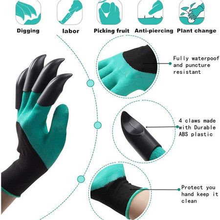 Garden Genie Gloves, Waterproof Garden Gloves with Claw For Digging Planting, Best Gardening Gifts for Women and Men. (Green)