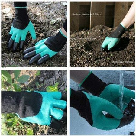 Garden Genie Gloves, Waterproof Garden Gloves with Claw For Digging Planting, Best Gardening Gifts for Women and Men. (Green)