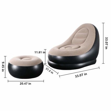 Inflatable Deck Chair Lounger Sofa for Indoor Living Room Bedroom, Outdoor Travel Camping Picnic