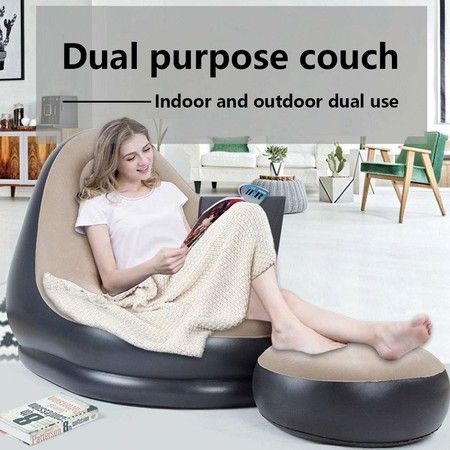 Inflatable Deck Chair Lounger Sofa for Indoor Living Room Bedroom, Outdoor Travel Camping Picnic