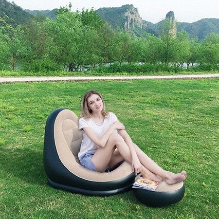 Inflatable Deck Chair Lounger Sofa for Indoor Living Room Bedroom, Outdoor Travel Camping Picnic