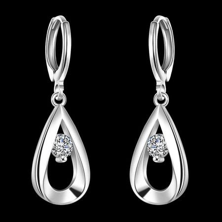 Earrings silver Plated Drop Earrings Female Retro Zircon Earrings Hollow Diamond Earrings