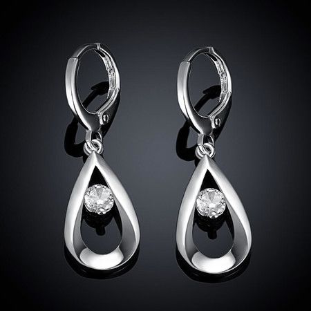 Earrings silver Plated Drop Earrings Female Retro Zircon Earrings Hollow Diamond Earrings