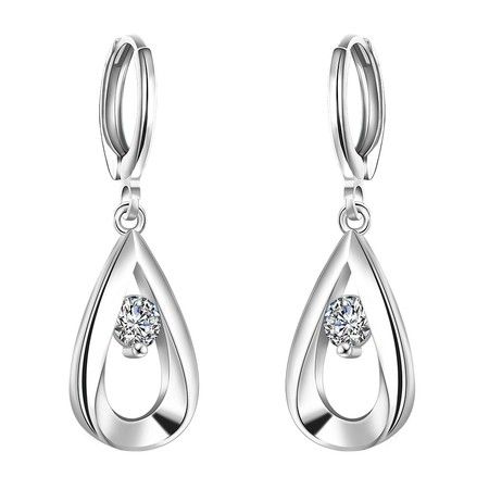 Earrings silver Plated Drop Earrings Female Retro Zircon Earrings Hollow Diamond Earrings