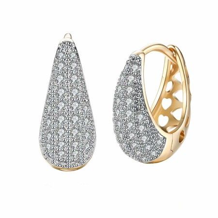 3A Swarovski Crystals  Gold Plated Hollow Hoop Earrings