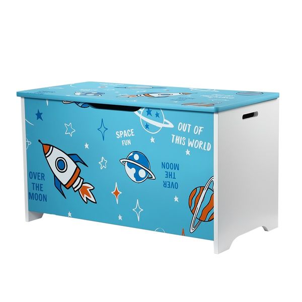 Kidbot Kids Toy Box Wooden Storage Chest 80x40x44.5cm Space Rocket 