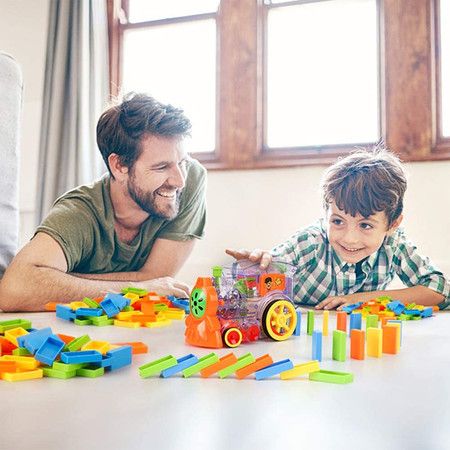 Kids Dominos Set,Domino Train Blocks Set for 3-7 Year Kids