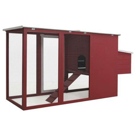 Outdoor Chicken Cage Hen House with 1 Egg Cage Red Wood