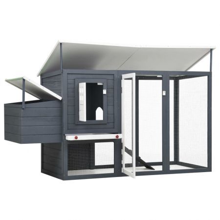 Outdoor Chicken Cage Hen House with 1 Egg Cage Grey Wood