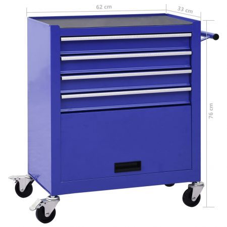 Tool Trolley with 4 Drawers Steel Blue