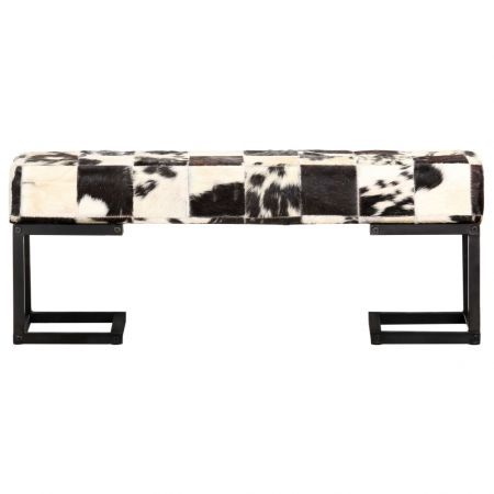 Bench 110 cm Black Patchwork Genuine Goat Leather