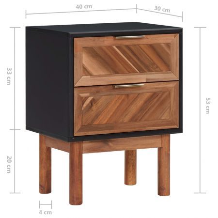 Nightstands 2 pcs 40x30x53 cm Solid Acacia Wood and MDF