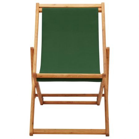 Folding Beach Chair Eucalyptus Wood and Fabric Green