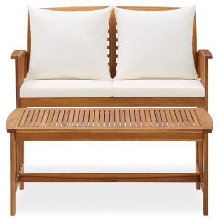 2 Piece Garden Lounge Set with Cushions Solid Acacia Wood