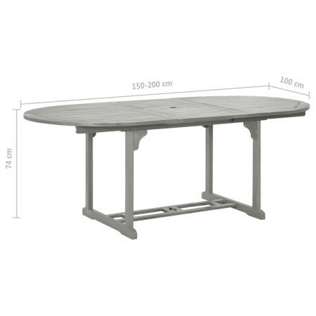 Garden Table Grey 200x100x75 cm Solid Acacia Wood