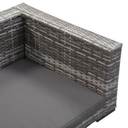 Dog Bed with Cushion Grey 90x60 cm Poly Rattan