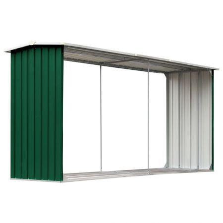 Garden Log Storage Shed Galvanised Steel 330x92x153 cm Green