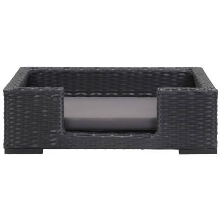 Dog Bed with Cushion Black 90x60 cm Poly Rattan