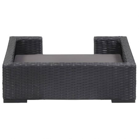 Dog Bed with Cushion Black 90x60 cm Poly Rattan