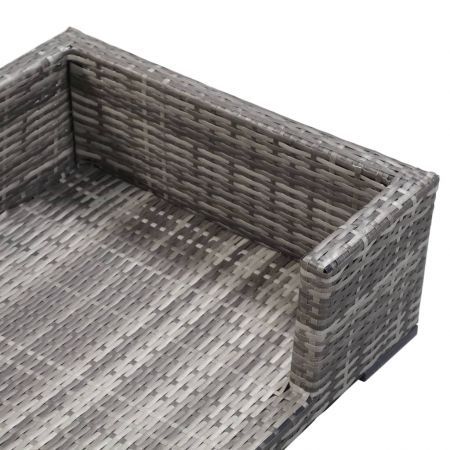 Dog Bed with Cushion Grey 90x60 cm Poly Rattan