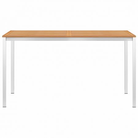 Garden Dining Table 140x80x75 cm Solid Teak Wood and Stainless Steel