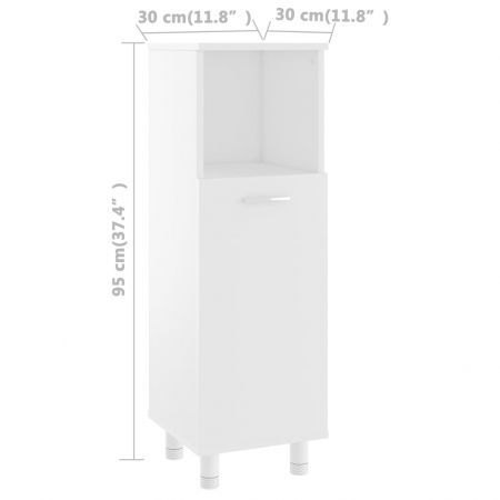 Bathroom Cabinet White 30x30x95 cm Chipboard