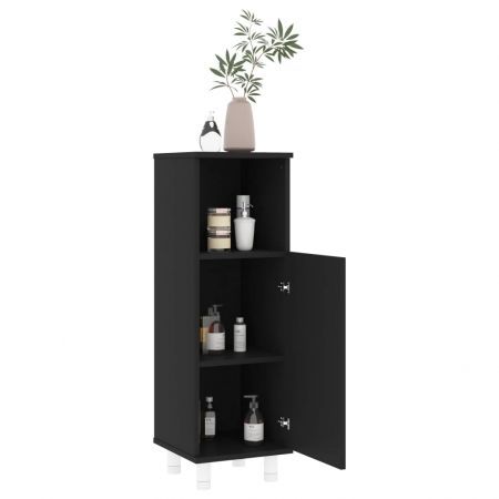 Bathroom Cabinet Black 30x30x95 cm Chipboard