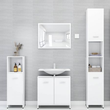 Bathroom Cabinet White 30x30x183.5 cm Chipboard