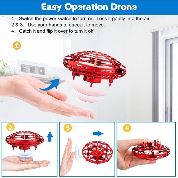 Hand Operated Drones, Mini Drone UFO Kids Drone with Led Lightsfor Boys Girls Adult